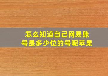 怎么知道自己网易账号是多少位的号呢苹果