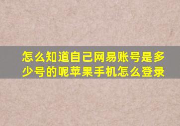 怎么知道自己网易账号是多少号的呢苹果手机怎么登录