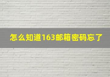 怎么知道163邮箱密码忘了