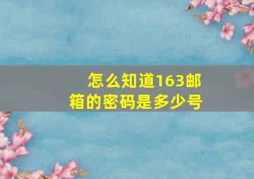 怎么知道163邮箱的密码是多少号