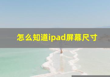 怎么知道ipad屏幕尺寸