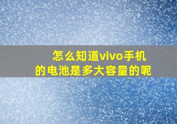 怎么知道vivo手机的电池是多大容量的呢