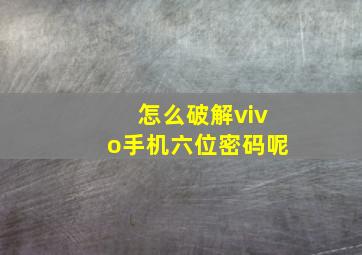 怎么破解vivo手机六位密码呢