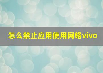 怎么禁止应用使用网络vivo