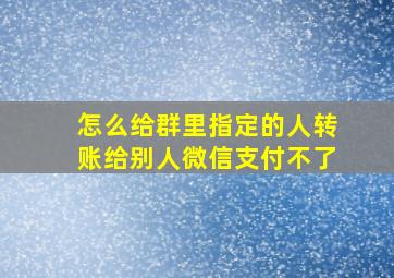 怎么给群里指定的人转账给别人微信支付不了