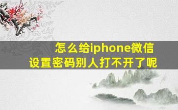 怎么给iphone微信设置密码别人打不开了呢