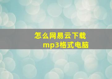 怎么网易云下载mp3格式电脑