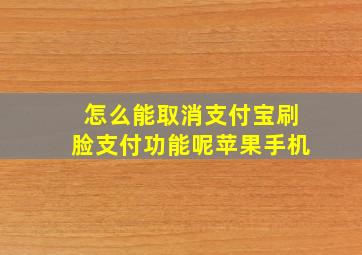 怎么能取消支付宝刷脸支付功能呢苹果手机