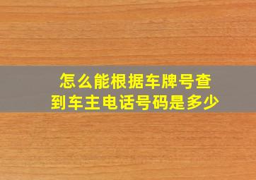 怎么能根据车牌号查到车主电话号码是多少