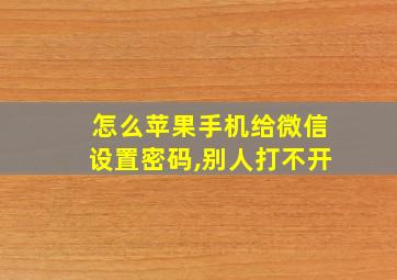 怎么苹果手机给微信设置密码,别人打不开