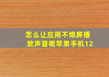 怎么让应用不熄屏播放声音呢苹果手机12