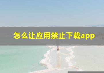 怎么让应用禁止下载app