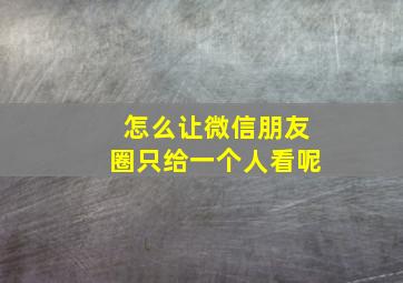 怎么让微信朋友圈只给一个人看呢