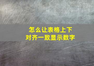 怎么让表格上下对齐一致显示数字