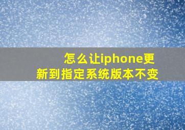 怎么让iphone更新到指定系统版本不变