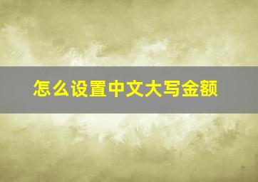 怎么设置中文大写金额