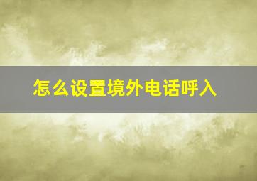 怎么设置境外电话呼入