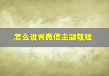 怎么设置微信主题教程