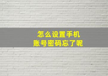 怎么设置手机账号密码忘了呢