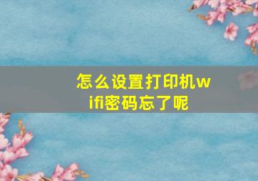 怎么设置打印机wifi密码忘了呢