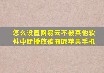 怎么设置网易云不被其他软件中断播放歌曲呢苹果手机