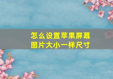 怎么设置苹果屏幕图片大小一样尺寸