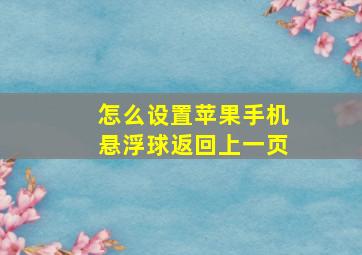 怎么设置苹果手机悬浮球返回上一页