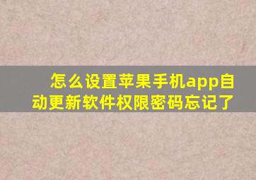 怎么设置苹果手机app自动更新软件权限密码忘记了