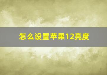 怎么设置苹果12亮度