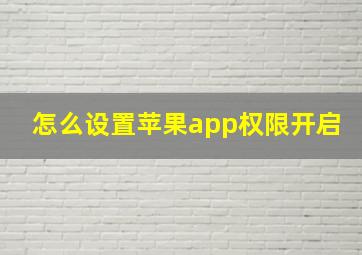 怎么设置苹果app权限开启