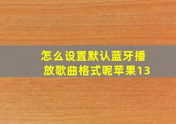 怎么设置默认蓝牙播放歌曲格式呢苹果13