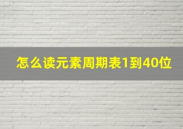 怎么读元素周期表1到40位