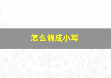 怎么调成小写