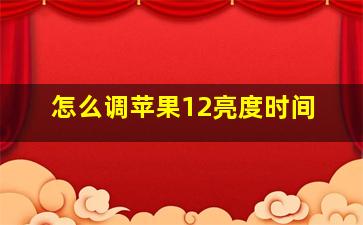 怎么调苹果12亮度时间