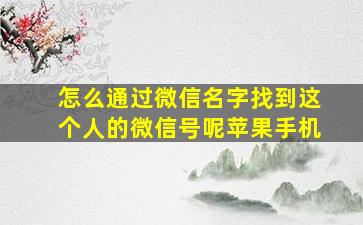 怎么通过微信名字找到这个人的微信号呢苹果手机