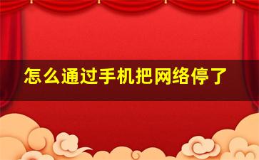 怎么通过手机把网络停了