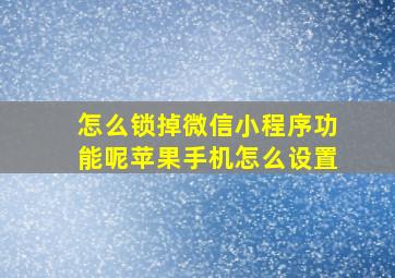 怎么锁掉微信小程序功能呢苹果手机怎么设置