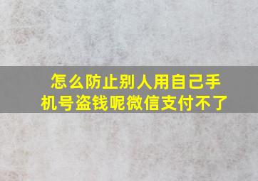 怎么防止别人用自己手机号盗钱呢微信支付不了