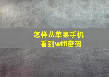 怎样从苹果手机看到wifi密码