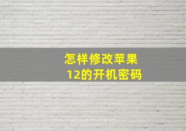 怎样修改苹果12的开机密码