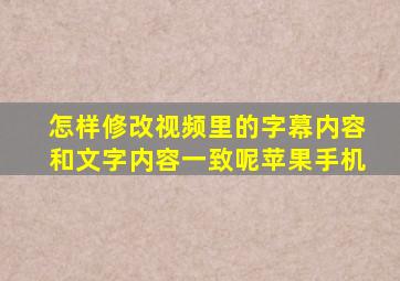 怎样修改视频里的字幕内容和文字内容一致呢苹果手机