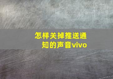 怎样关掉推送通知的声音vivo