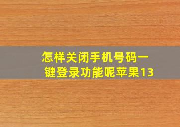 怎样关闭手机号码一键登录功能呢苹果13