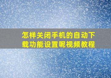 怎样关闭手机的自动下载功能设置呢视频教程