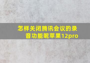 怎样关闭腾讯会议的录音功能呢苹果12pro