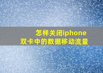 怎样关闭iphone双卡中的数据移动流量