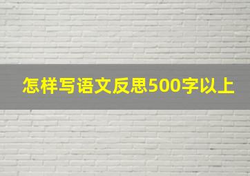 怎样写语文反思500字以上