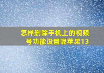 怎样删除手机上的视频号功能设置呢苹果13