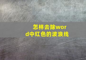 怎样去除word中红色的波浪线