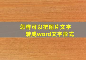 怎样可以把图片文字转成word文字形式